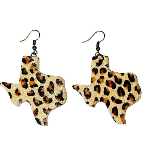 Horse Hair Genuine Leather Earrings for Women Texas Map Textured Multicolor Leopard Earring Bohemia Jewelry Hot Sale Gift