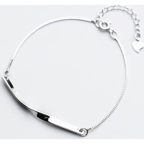 Simple Design 925 Sterling Silver Geometry Bar Bracelets For Women Adjustable Link Chain Prevent Allergy Sterling-silver-jewelry