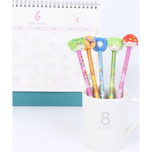 1PCS Primary Prize for Pupils Creative Gift Pen Cartoon Wooden Pencil New Learning with Pencil Case