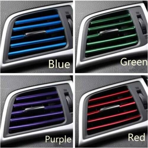 10Pcs DIY Car Interior Air Conditioner Outlet Vent Grille Chrome Decoration Strip Silvery Car Styling Car Accesories Interior