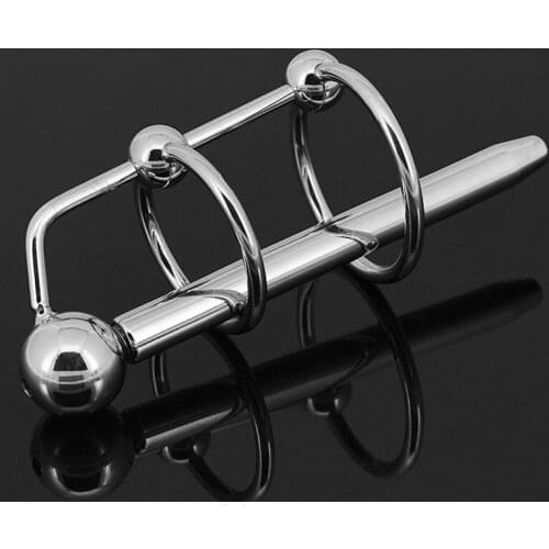 2 ring urethral dilator penis plugs and sounds insert rod stainless steel cockring urethra plug sounding cok rings sex toys