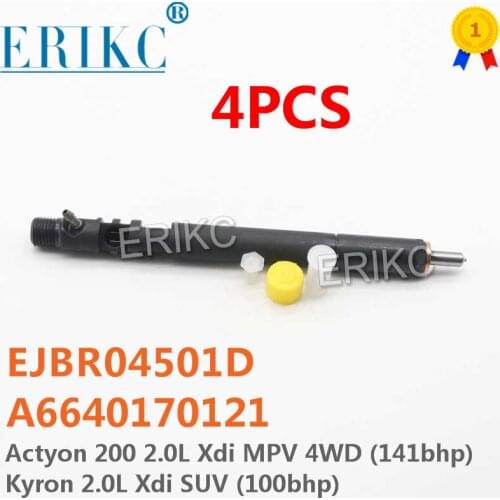 4PCS CRDI A6640170121 EJBR04501D New Common Rail Diesel Fuel Injector Euro 4 D20DT for Delphi SSangYong Actyon Kyron Rexton