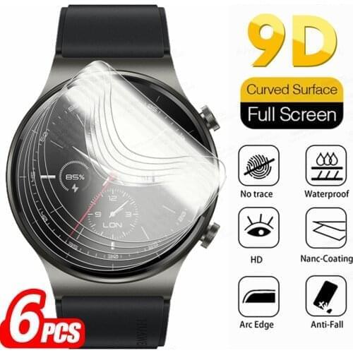 6PCS For Huawei Watch GT2Pro 9D Curved Hydrogel Soft Film GT2 Pro GT 2 42mm 46mm GT2E 2E Smartwatch Screen Protector Not Glass