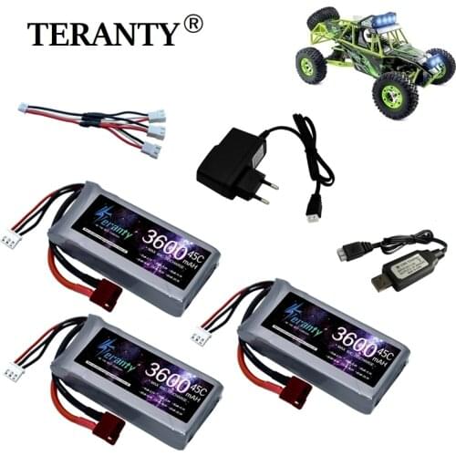 7.4V 3600mAh RC Lipo Battery Charger Sets For Wltoys 12428 12423 RC Car feiyue 03 Q39 parts 2s 7.4V Car Battery