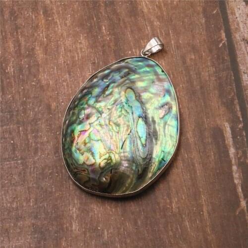 Brand New Natural Multicolor Abalone Shell Oval Shape Necklace Pendant Accessories Free Shipping Fashion Jewelry Making Y561