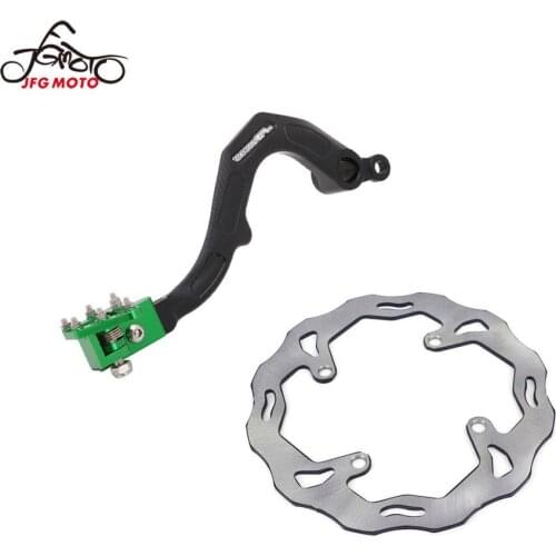 Motorcycle CNC Aluminum Rear Foot Brake Pedal Adjustable Rear Wavy Brake Disc Rotor For KAWASAKI KX450F KX 450F 2006-2018