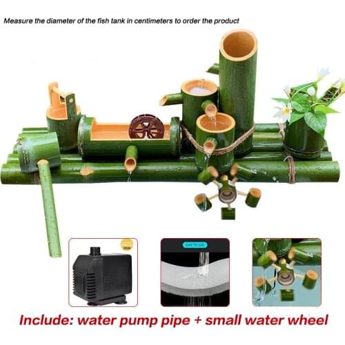 Bamboo Aquarium Water Recycling Feng Shui Decoration Tube Water Fountain Stone Trough Filter Office Desktop Furnishings