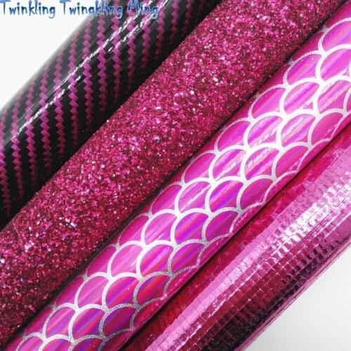 Rose Glitter leather, Mermaid Metallic Synthetic Leather Faux Fabric Sheet For Bow 21x29CM Twinkling Ming KM344