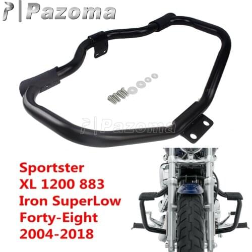 Black Motorcycle Highway Crash Bar Front Engine Guard For Harley Sportster 1200 883 XL 48 72 Iron 883 XL883N SuperLow XL883L