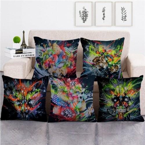 Death Rock Cushion Cover Abstract Art Oil Painting Linen Throw Pillow Case Pillow Covers Decorative