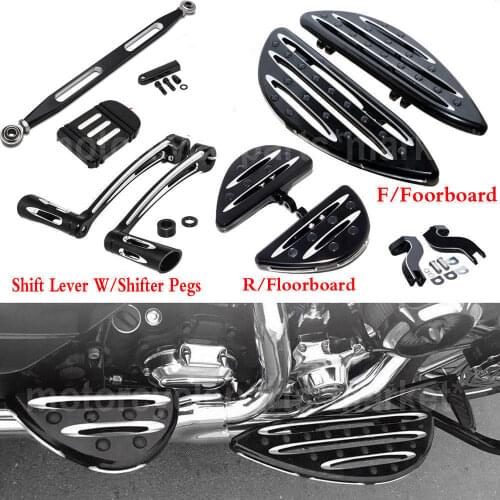 For Harley Touring Road Glide Road King Classic CVO F&R CNC Driver Passenger Stretched Floorboards &Heel Shift&Pedals&Linkage
