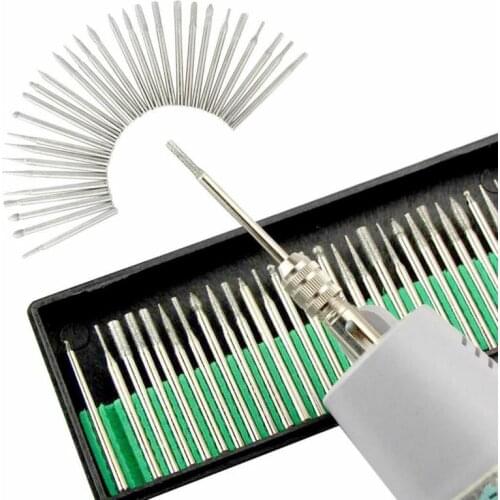 Dreamburgh 30pcs/set Diamond Burr Drill Bits For Carving Engraving Card Grinding Tool Needle Drilling Kit Dermal Rotary Tools