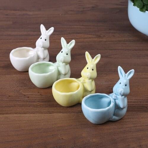 Creative Ceramic Flowerpot Garden Decoration Bunny Thumb Flower Pot Ceramic Potted Vase White Plant Pots Office Decor