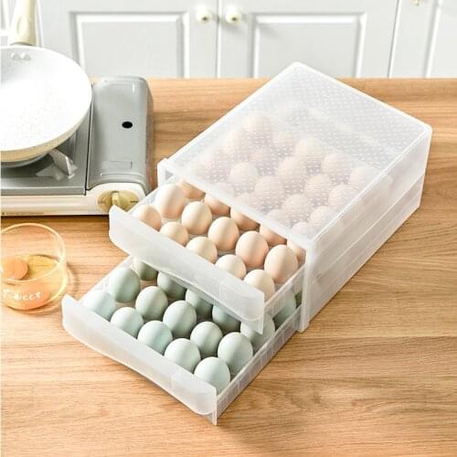 Kitchen Food Fresh-keeping Egg Storage Box Refrigerator Drawer Egg Box Transparent Shockproof Double Duck Egg Tray