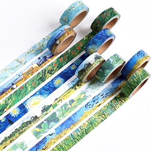 15mm*7m Van Goghs Color Masking Tape Classic Painting Pattern Scrapbooking Photo Album Diary DIY Gift Deco Stickers Washi Tape