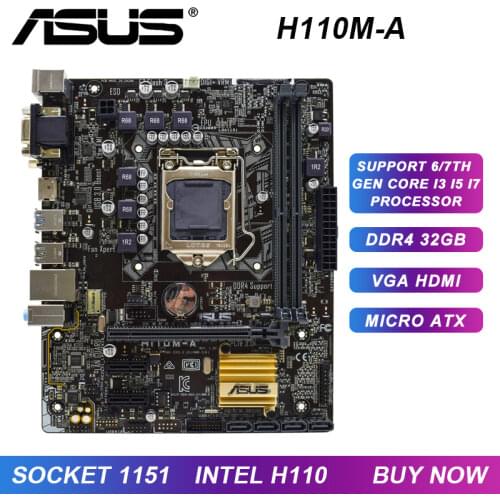 H110M-A For ASUS Original Used Motherboard 1151 Intel H110 HDMI SATA Gaming PC Motherboard DDR4 USB 3.0