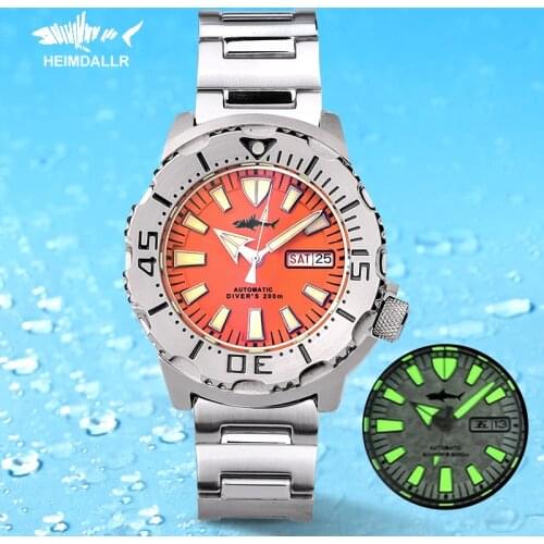 Heimdallr Mechanical Watches Monster Automatic Watch Men 316L Steel Divers Watch 200m C3 Super Luminous NH36A Sapphire Crystal