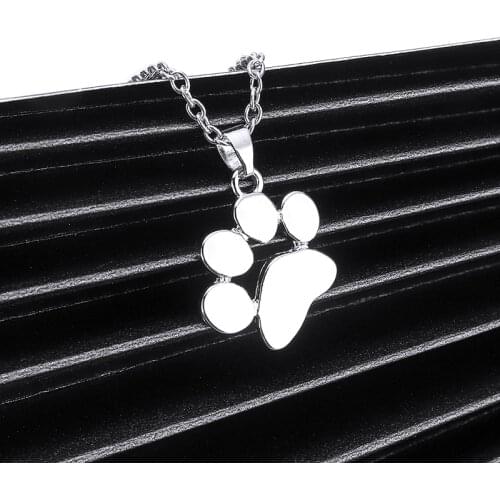 Fashion Mini Cat Dog Paw Print Pendant Necklace Jewelry Animal Cute Footprints Statement Necklaces For Women Summer Fresh Gift