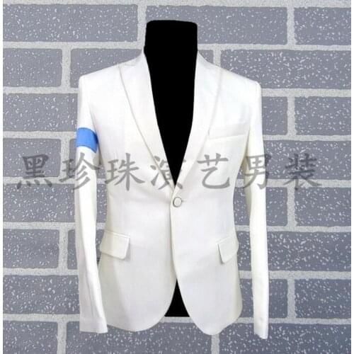 Men Suits Designs Masculino Homme Terno Stage Costumes For Singers Men Blazer Dance Clothes Jacket Star Style Dress White Black