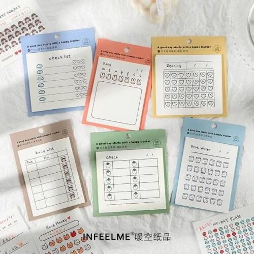 30 Pcs Punch Club Series Memo Bullet Journa Check List /Weekly Plan To Do List Sticky Note Memo Pads Korean Stationery Notepad