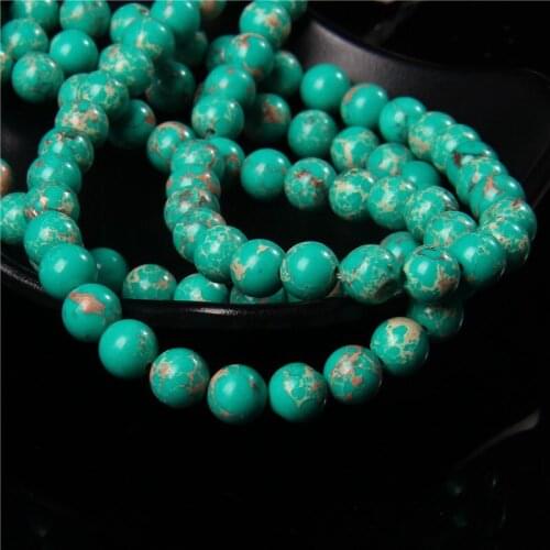 Wholesale Natural Stone Dark Green Sea Sediment Turquoises Imperial Jaspers Beads 6/8/10MM Fit Diy Beads For Jewelry Making