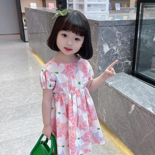 2-8T Flower Girl Dresses Toddler Kid Baby Girl Clothes Summer Short Sleeve Floral Dress Elegant Cute Sweet Princess Dress