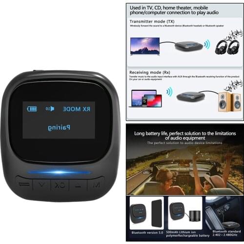 Portable Bluetooth Transmitter Receiver 2-in-1 Low Latency for TV Car Home Sound System 33ft Long Range