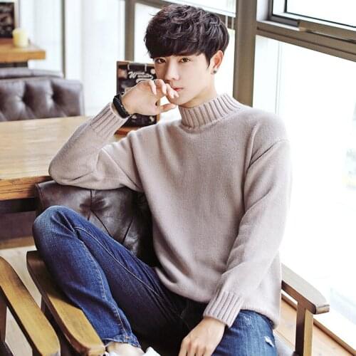 Casual Loose O Neck Sweater Jumper Male Black Outerwear Brand Sweaters L-Autumn Winter Knitted Solid Simply Style Pullover #my18