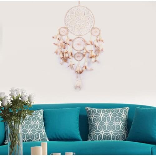 Handmade Five Rings Dream Catcher with Feathers House Decoration Ornament Gift