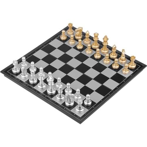 Portable Chess Game Set Checkers and chesses Folding Magnetic Chessboard Chess Pieces Set Children Educational Toys Party Game