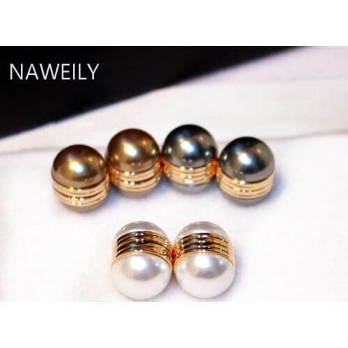 NAWEILY Fashion Pearl Stud Earrings Korean Non-pierced Magnetic Imitation Pearls Earring Directly Sucked For Women Jewelry