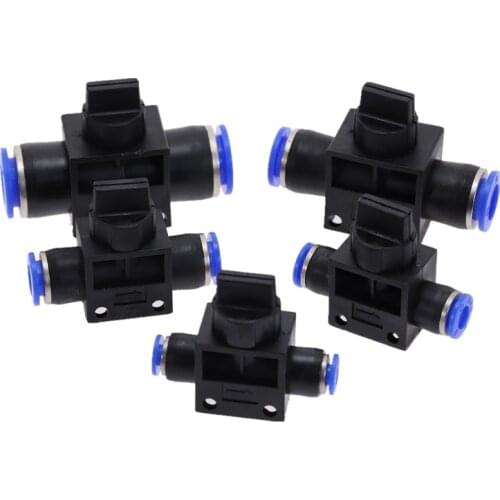 Air Pneumatic Hand Valve Fitting HVFF10 8 6 12mm OD Hose Pipe Tube Push Into Connect 2-Way Flow Limiting Speed Control T-joint