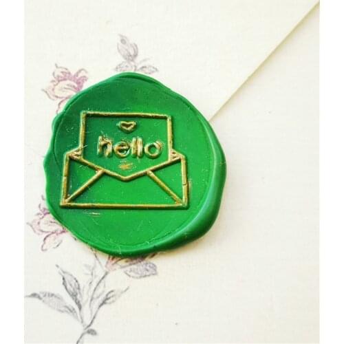Hello cute envelop greet wedding gift wax stamp packing Retro Wood Stamp Sealing Wax Seal Stamp Wedding sealing Stamp wax seals