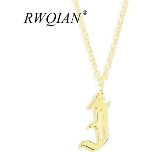 Letter Initial Necklace for Women Old English A-Z Capital Letter Chain Necklace Gold Stainless Steel Pendant Necklace for Women