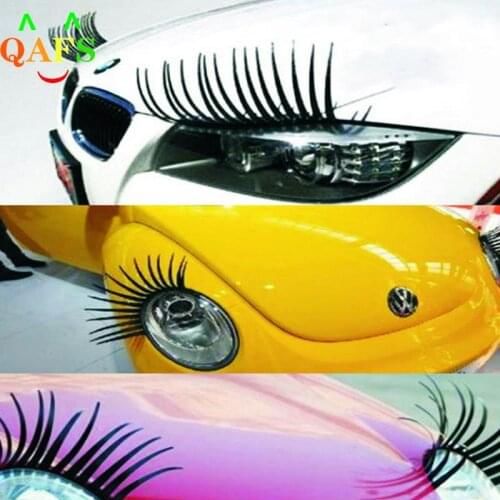 1Pair 3D Charming Black False Eyelashes Fake Eye Lash Sticker Car Headlight Decoration Funny Decal