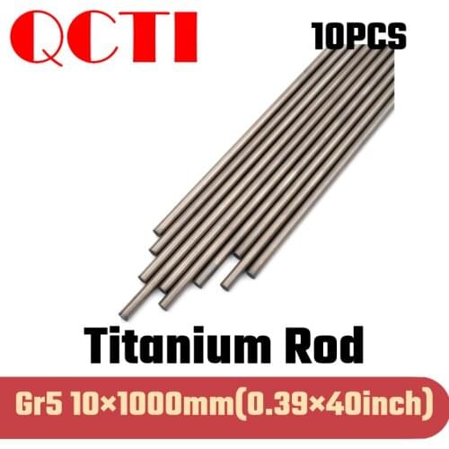 10pcs Gr5 10mm dia x 1000mm length Titanium Alloy Round Bar Rod Industry Machine Use DIY Anti-corrosion Material