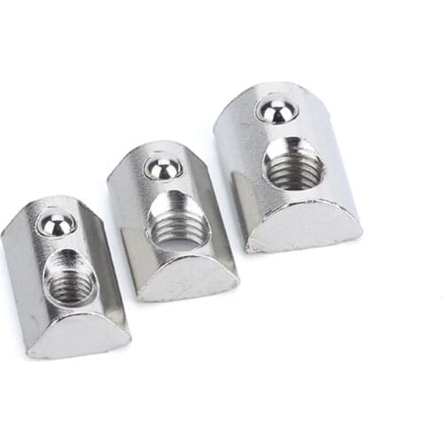 10pcs/lot Roll-in T Spring Nuts For Aluminum Profiles 20/30/40/45 Series Ball Nut Block M3/M4/M5/M6/M8 Silver Square Type