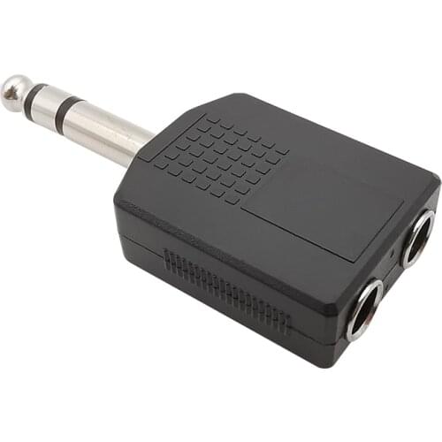 10Pcs Double 6.35mm Female Jack to 6.35mm Male Plug Splitter Audio Signal Connector 1/4" Stereo Audio Adapter