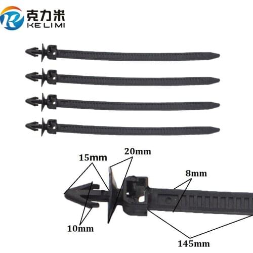 100PCS Vehicle Cable Tie Car Wiring Harness Retainer Clip Plastic Zip Ties Push Mount Auto Fasteners