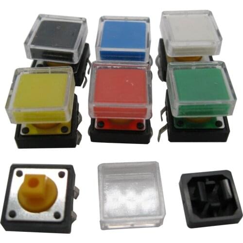 120PCS B3F-4055 Tactile Touch Push Button Switch Momentary 12*12*7.3MM tact Micro switch button + (120PCS 6 colors Tact Cap)