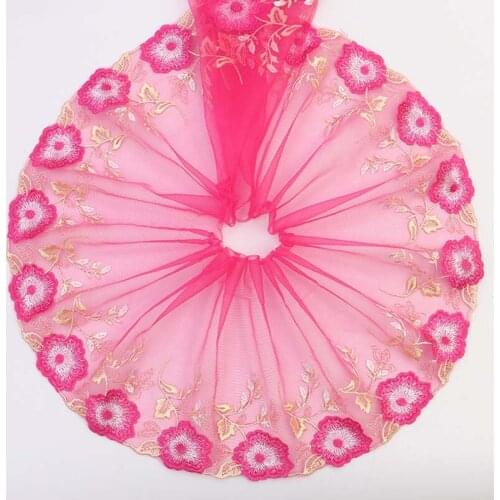 15Yards Tulle Lace Trim Ribbon Embroidery Flowers Wedding Fabric Sewing DIY 18.5cm Applique for Sexy Bra