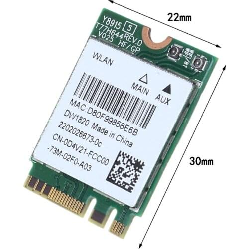 2021 New For Dell Wireless 1820 DW1820 WLAN WiFi 802.11AC + BT 4.1 M.2 WIFI Card D4V21