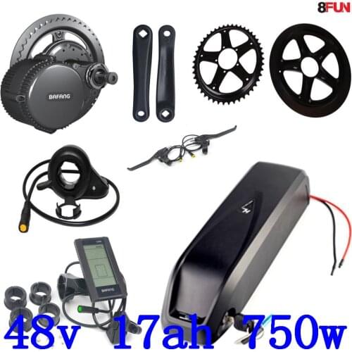 48V 750W Bafang BBS02B Mid Drive Motor Electric Bike Conversion Kit with 48V 17Ah Electric Bicycle Battery use LG cell +charger