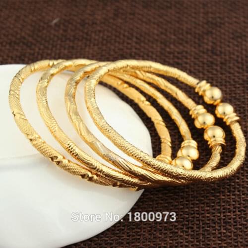 Adixyn New Dubai Gold Baby Bangle Jewelry For Boys Girls18K Gold Color Ethiopian Kids Bangles Bracelet Jewelry