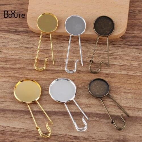BoYuTe (20 Pieces/Lot) 20MM 25MM Cabochon Tray Blank Brooch Base Settings Diy Handmade Jewelry Findings