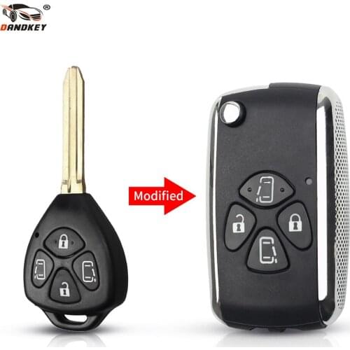 Dandkey Modified 4 Buttons Flip For Toyota Corolla RAV4 Yaris Prado Camry Crown Avalon TOY43 Remote Key Shell Car Accessories