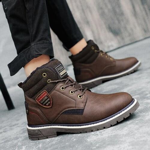 Home hombre de boots formal sport slip zapatos winter shoes dress classic male high black work mens autumn leather fashion men