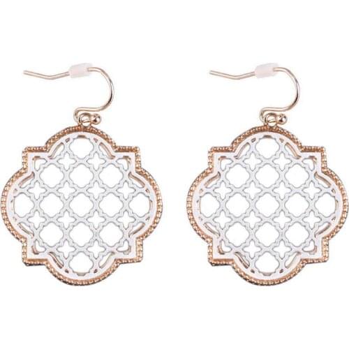 Two Tone Filigree Clover Earrings for Women Fashion Cutout Quadrifoglio Earrings Statement Jewelry Wholesale E7795 ZWPON