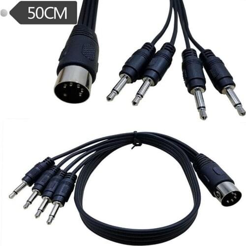 DIN to 3.5mm Cable, 50CM 5 Pin DIN Plug Male to 4 X 3.5MM Female SmartPhone AUX Headphone MONO Jack Adapter Input Cable 0.5m