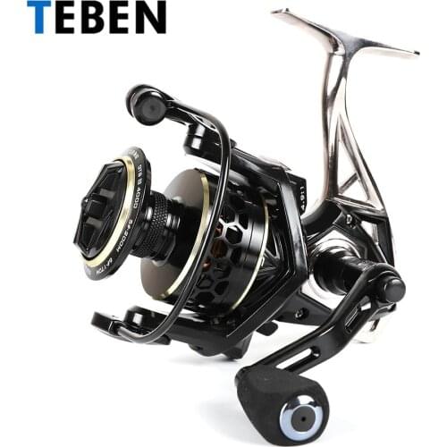 TEBEN GTS3 2000-6000 Metal Body Spinning Saltwater Fishing Reel 5.0:1 8+1BB 15-20KG Send Gift A Bag of Soft Insect Bait(30PCS)